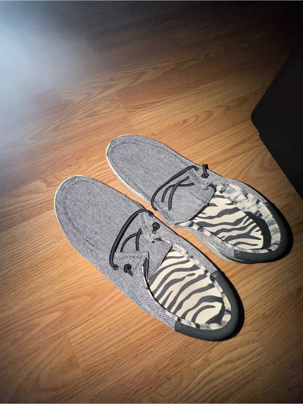 Men's Casual Grey Slip-On Shoes with Zebra Insole